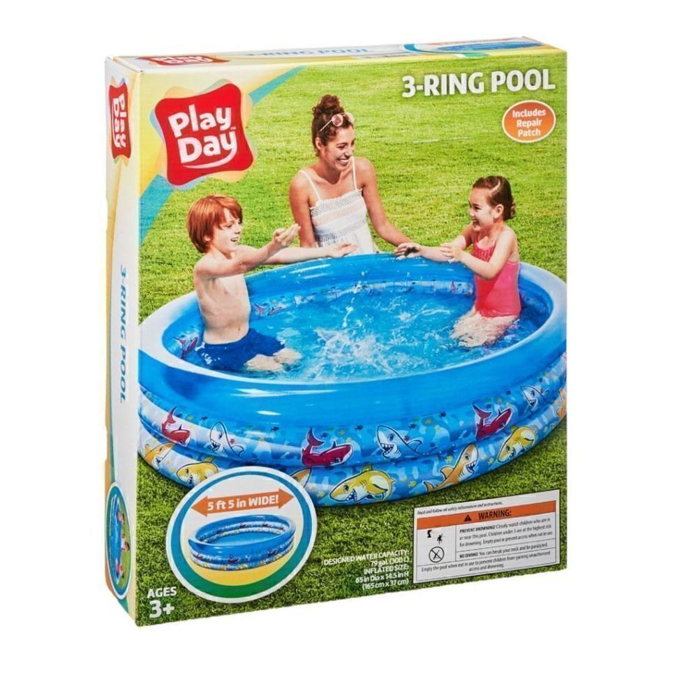 Play Day 3 Ring Shark Pool, Blue